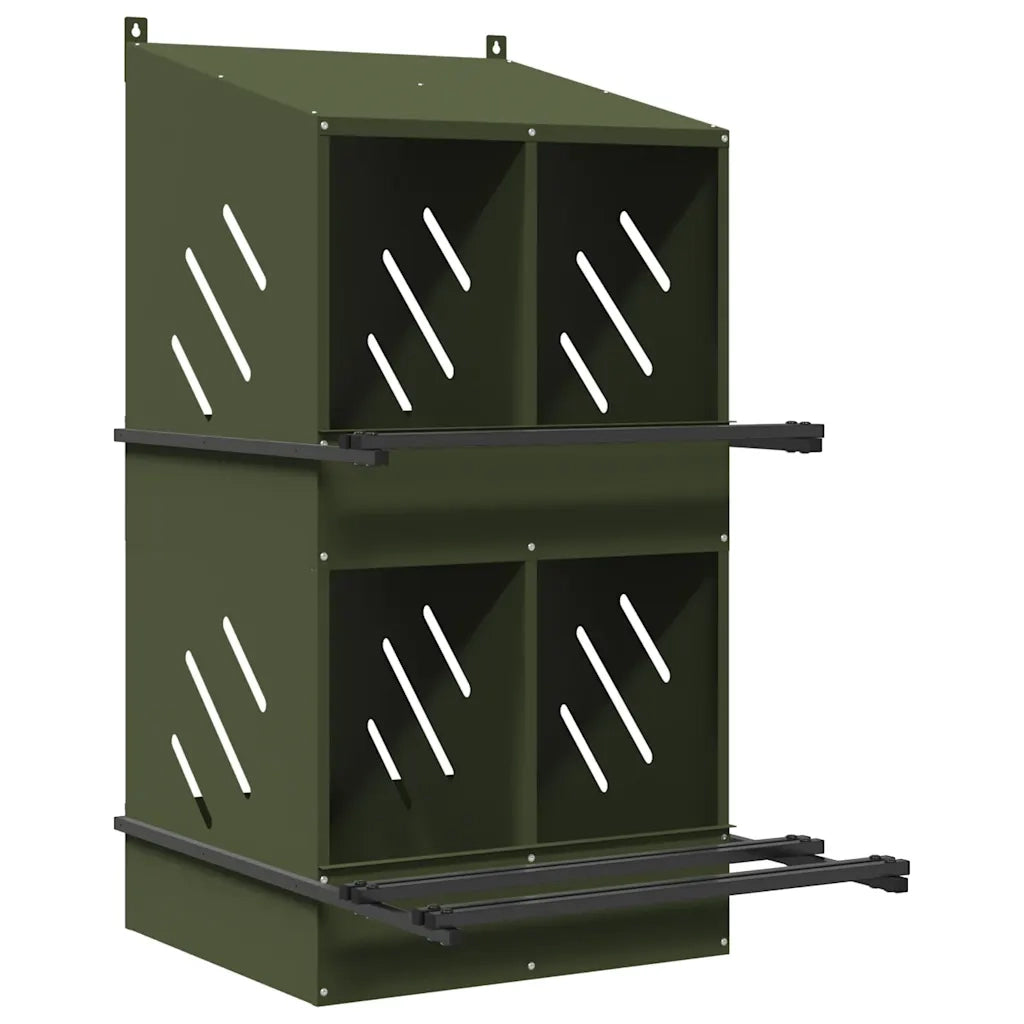 Nido per Polli con 4 Scomparti in Metallo Verde Oliva CFW4683158