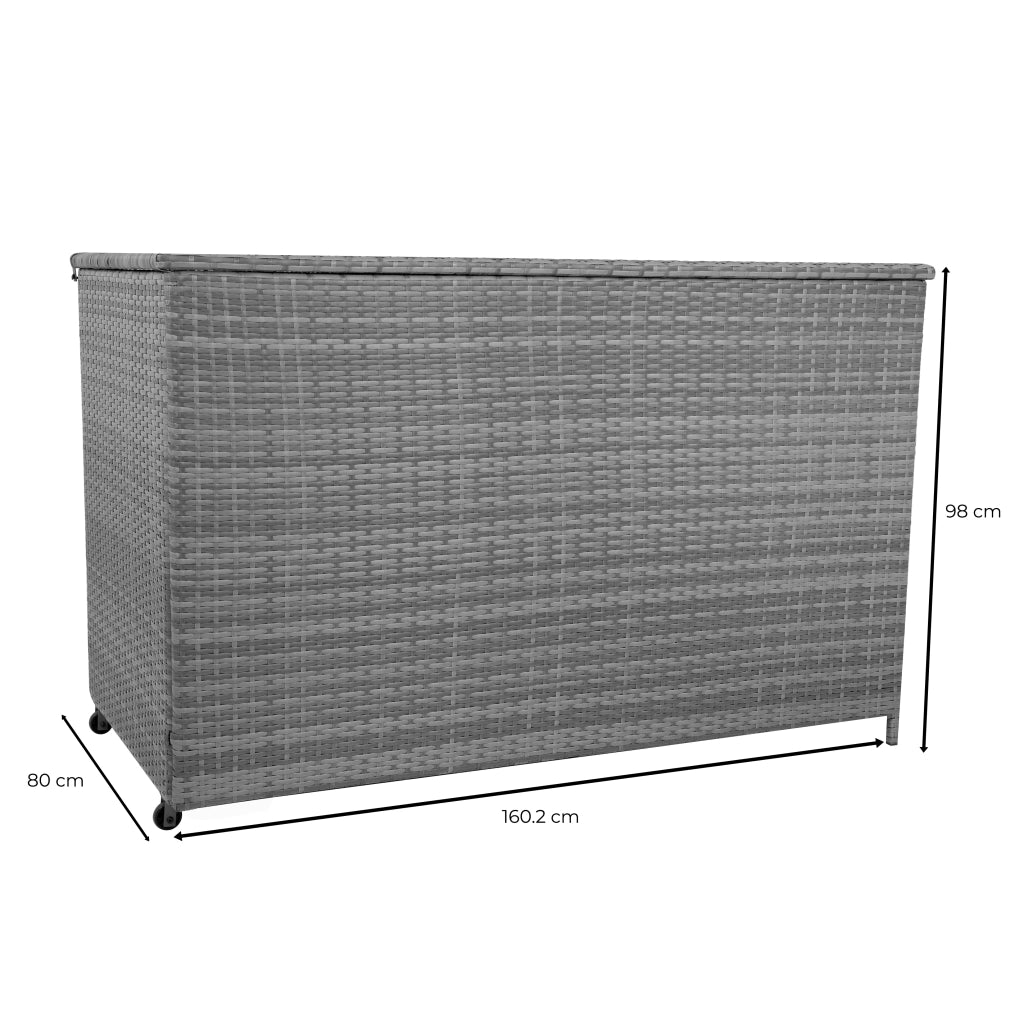 Box Contenitore Rattan Giardino 996L Grigio Baule Grande con Rivestimento