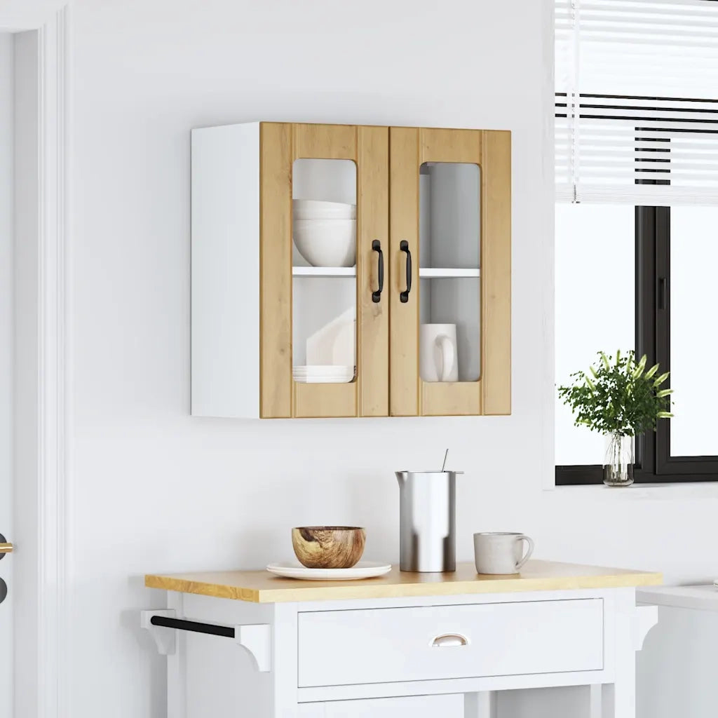 Pensile da Cucina con Porta in Vetro Lucca Rovere Artigianale