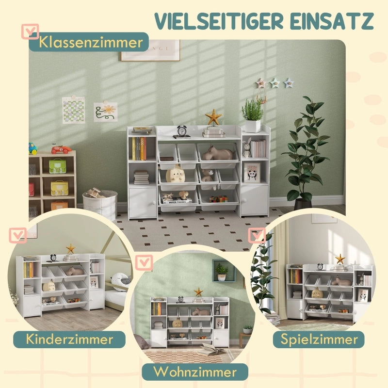 SCAFFALE Montessori per bambini 140x30x90 cm Bianco in MDF con 8 box estraibili