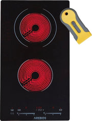 Induttiva Cottura a Fiamma Glasse 3000W - 2 Zone Cottura - 30 cm - Touch Sensor - Blocco Bambino - Sicurezza Antiscorrosione
