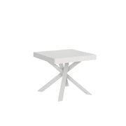 Tavolo Allungabile 90-194x90x76 cm Clerk Bianco Frassino Gambe Bianche