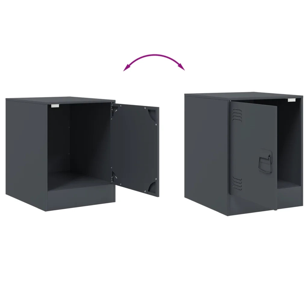 Set di 2 Comodini | Armadio da Notte | Mobiletto da notte Antracite 34,5x39x44 cm in Acciaio