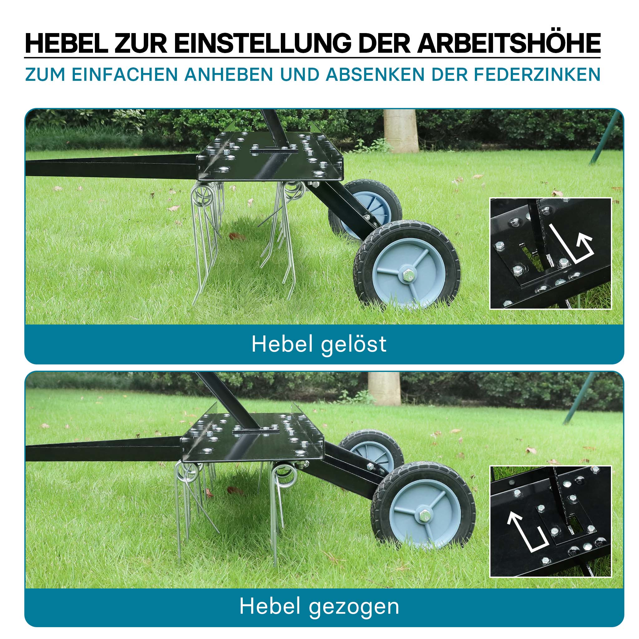 Scarificatore a molle per trattorini, larghezza di lavoro 100 cm, per arieggiatura prato