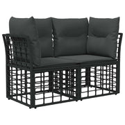Set di divani da esterno 5 pz | Set Salotto da Giardino Nero e Grigio scuro Poliestere