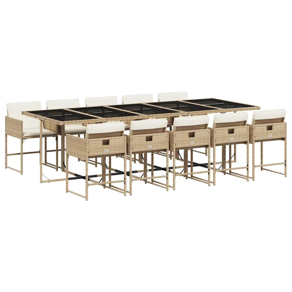 Set da Pranzo da Giardino 11 pz con Cuscini Beige in Polyrattan 3211294