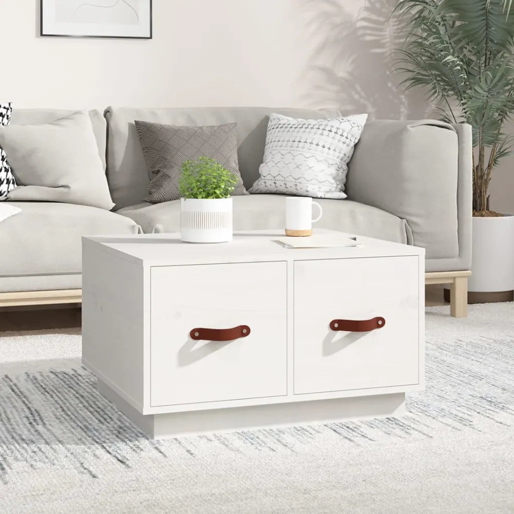 Tavolino da salotto | Tavolino da caff¨¨ | Tavolino da Soggiorno Bianco 60x53x35 cm Legno Massello di Pino