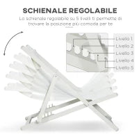 Set 2 Sedie Poltrona Sdraio da Esterni Pieghevoli e Reclinabili in Alluminio, 96.5x58x91.5 cm, Beige