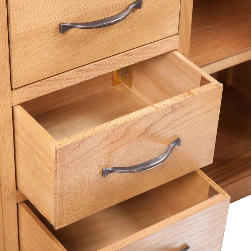 Buffet credenza mobiletto consolle mobile contenitore con 3 cassetti 110 cm legno massello di rovere 4402244