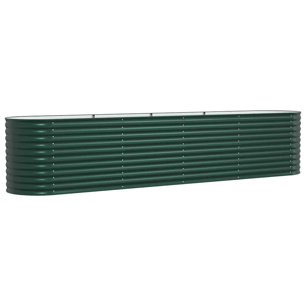 Fioriera rialzata moderna per esterni 400 x 80 x 81 cm resistente dal design elegante in acciaio verde 02_0058902