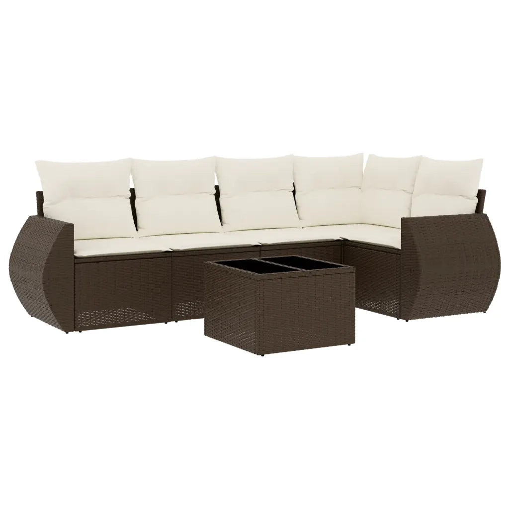 Set Divano da Giardino 6 pz con Cuscini Marrone in Polyrattan 3221342