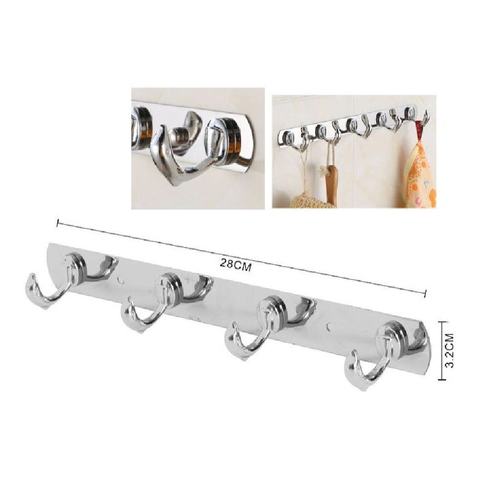 Trade Shop - Appendino A 4 Ganci Forma Delfino Porta Asciugamani Parete Bagno 28x3.2 Cm 56616 -
