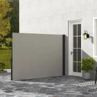 Paravento Laterale Doppio Retrattile 3L x 1.8H m in Alluminio e Poliestere Anti-UV ad Alta Densità 180 g/m², Grigio Chiaro