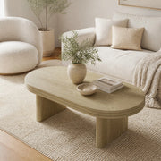 Tavolino da caffè ovale in MDF e legno; 120 x 60 x 41;5 cm; naturale