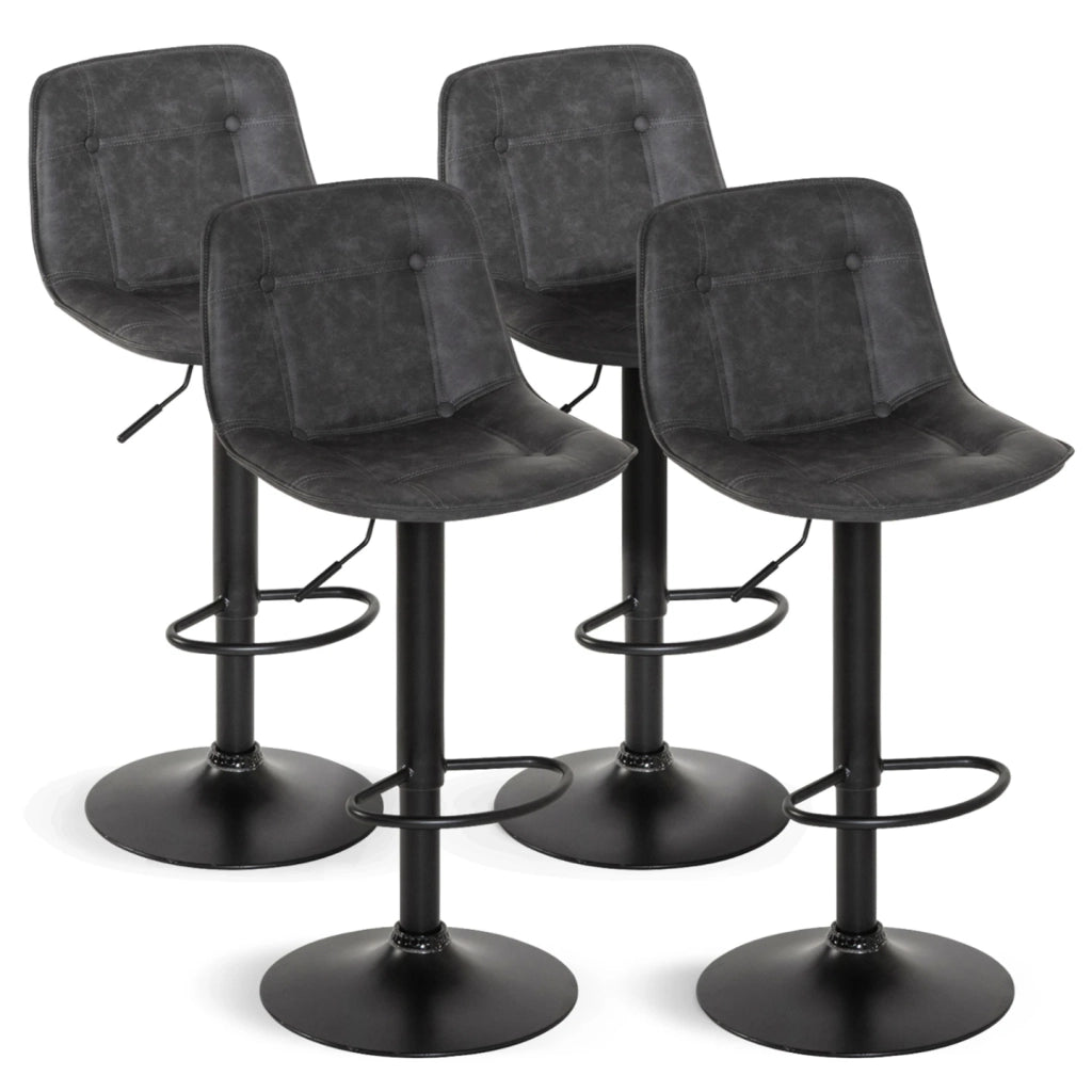 IDMarket - Set di 4 sgabelli da bar DENVER grigio vintage