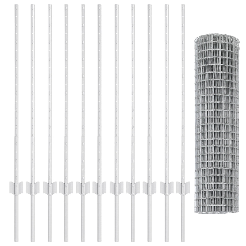 Fencetta Euro con 22 post in U Argento 1x25 m Acciaio