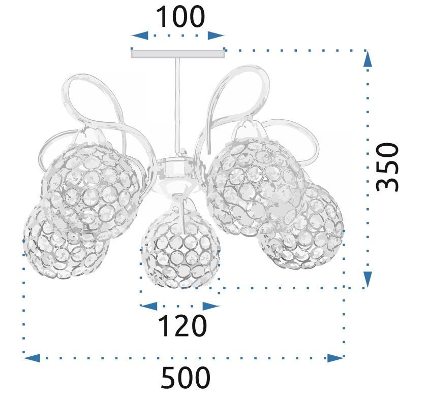 Lampadario In Cristallo Con Foglie In Metallo APP636-5C