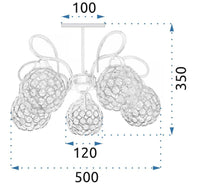 Lampadario In Cristallo Con Foglie In Metallo APP636-5C