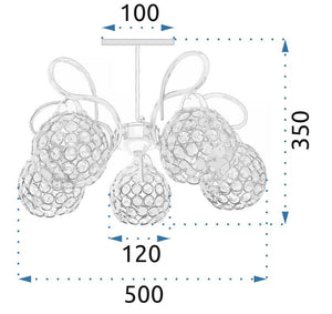 Lampadario In Cristallo Con Foglie In Metallo APP636-5C