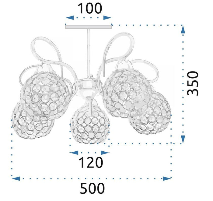 Lampadario In Cristallo Con Foglie In Metallo APP636-5C