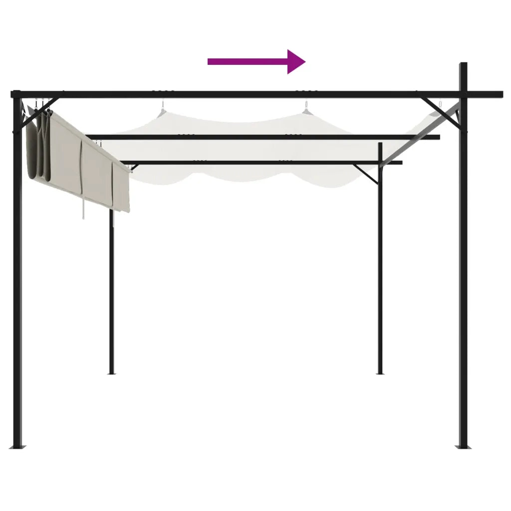Pergola con Tetto Retrattile Crema 295x292x230 cm