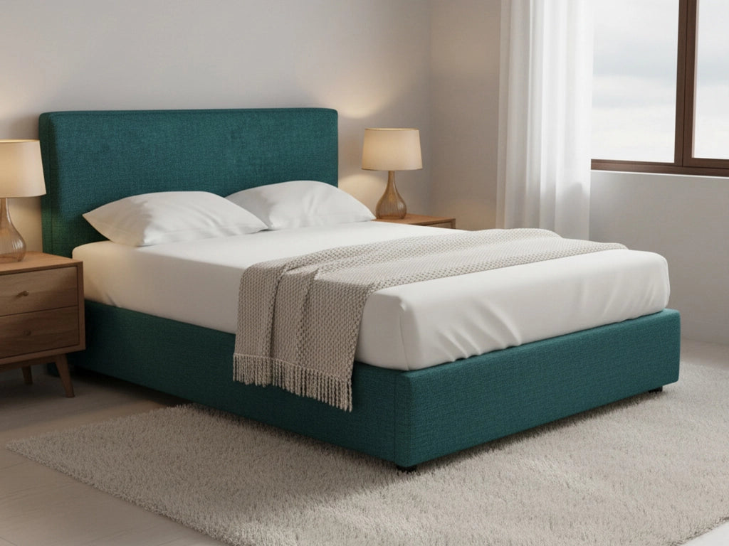 Widnes, Letto Matrimoniale Sfoderabile Made in Italy, Verde Petrolio
