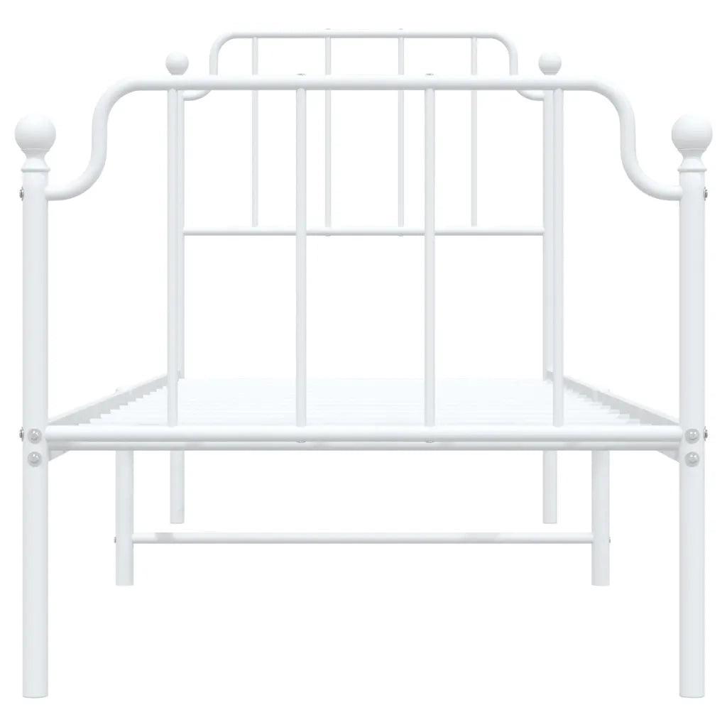Giroletto con Testiera e Pediera Metallo Bianco 75x190 cm 373944