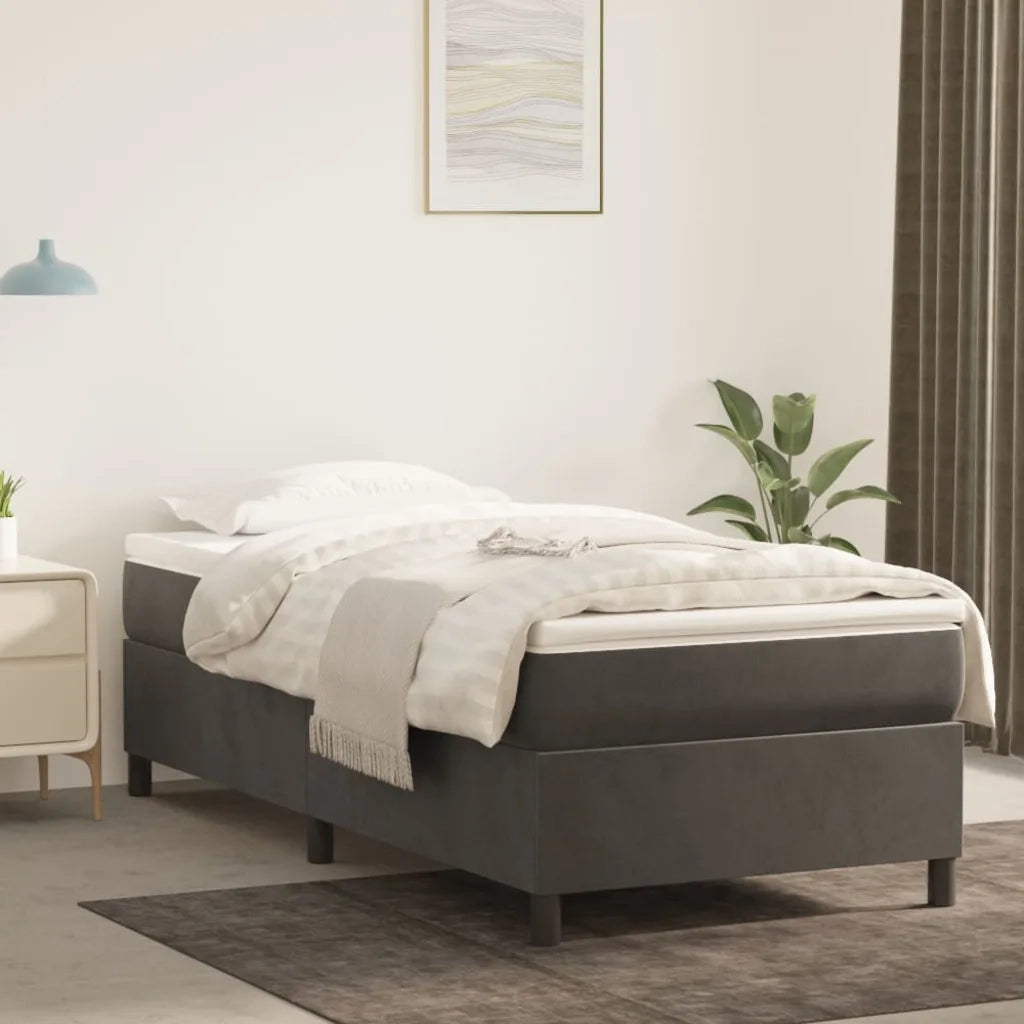 Struttura Letto a Rete a Molle Grigio Scuro 90x190 cm Velluto 3121091