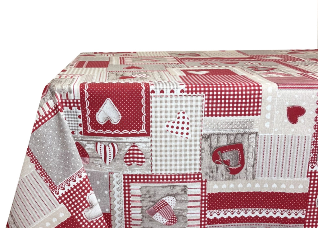 Tovaglia Per Salotto Cucina Tavolo 100% Cotone Made In Italy Aprica RP - 140x300 - Rosso