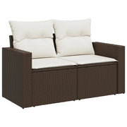 Divano da Giardino a 2 Posti-Sofa da giardino con Cuscini in Polyrattan Marrone 830404