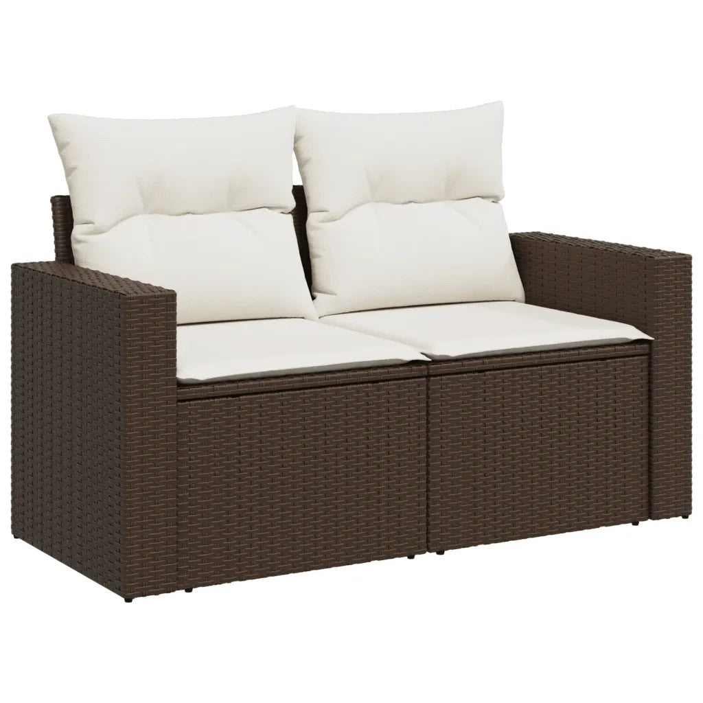 Divano da Giardino a 2 Posti-Sofa da giardino con Cuscini in Polyrattan Marrone 830404