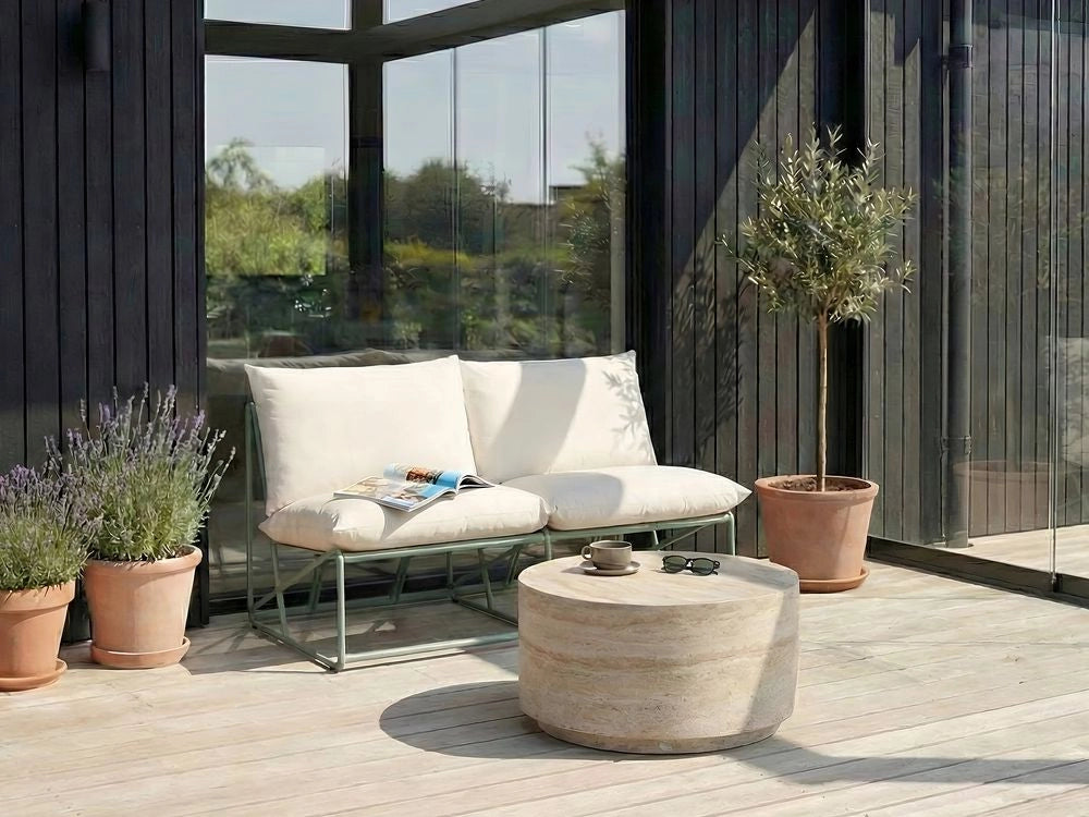 Divano basso oversize in metallo con cuscini schienale e seduta Arredamento da interno ed esterno senza braccioli da giardino verde