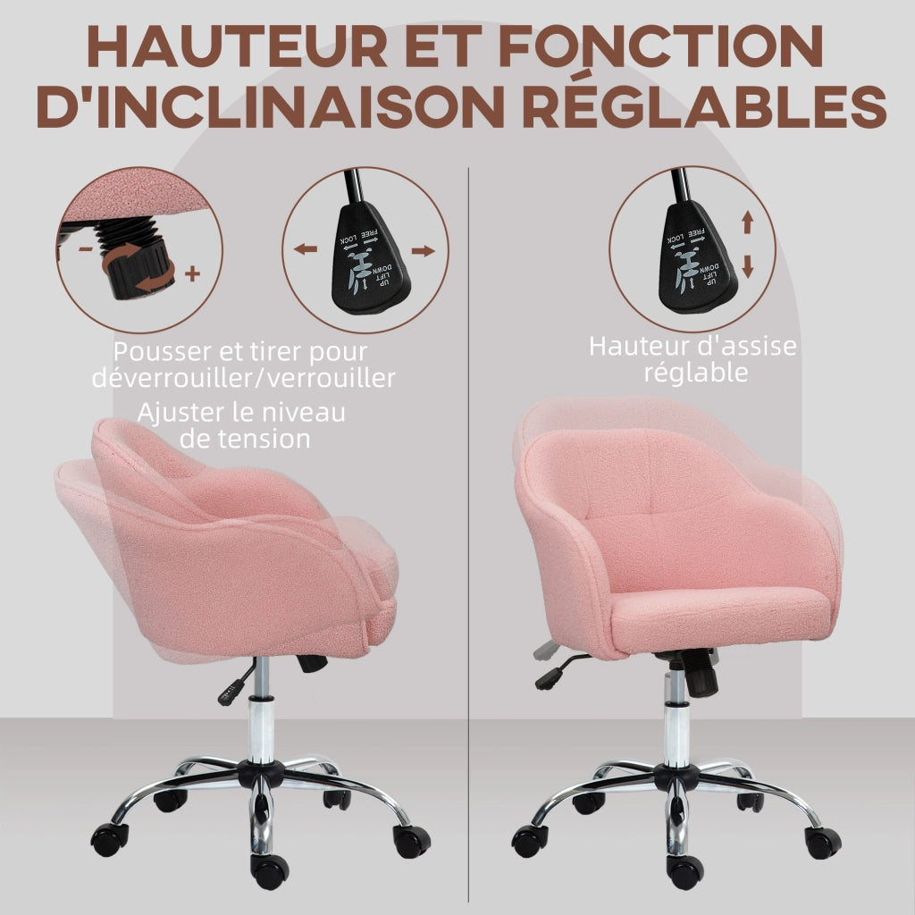 Poltrona ergonomica da ufficio ¨C Minimal ¨C imbottita, regolabile in altezza, rosa