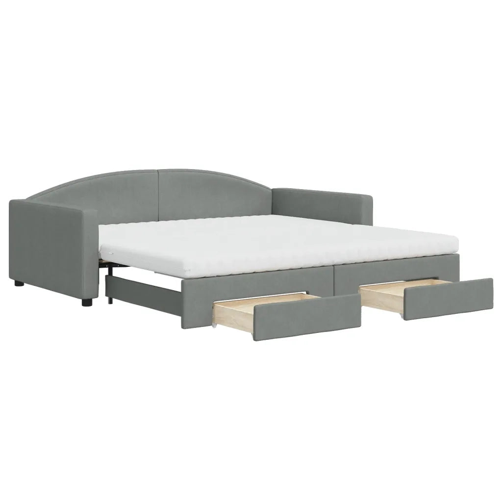 Divano Letto Estraibile Cassetti Grigio Scuro 100x200cm Tessuto 3197248