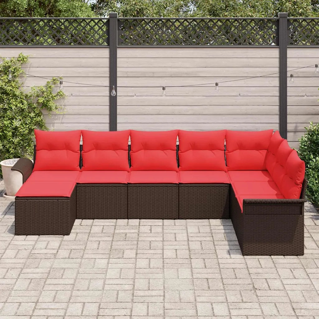 Set Divano da Giardino con cuscino 8 pcs Marrone polyrattan 3345484