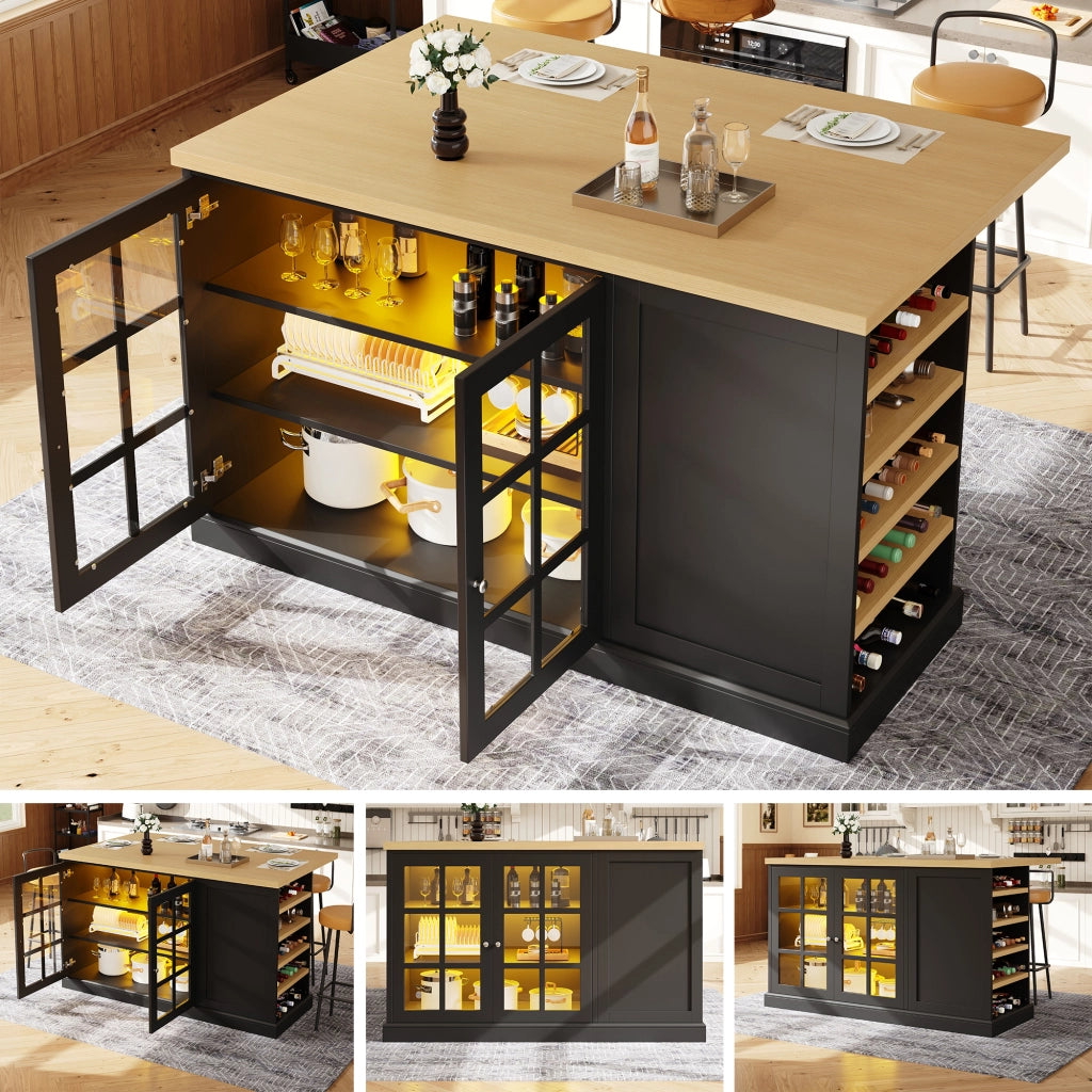 Tavolo Bar Pieghevole con LED e Cassetto ¨C MINIMAL ¨C Nero