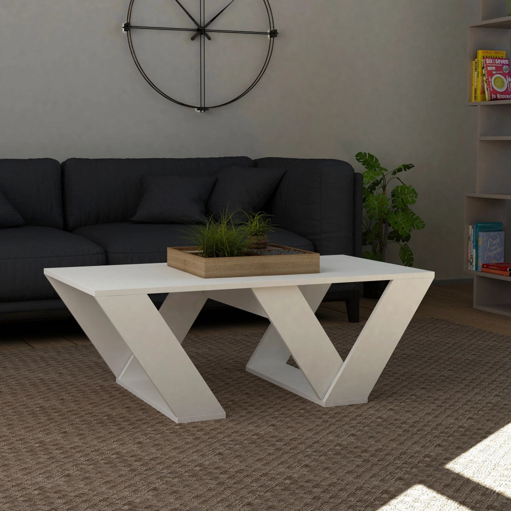 Tavolino da caffè in legno "Pipra" - 110 x 60 x 40 cm - Bianco