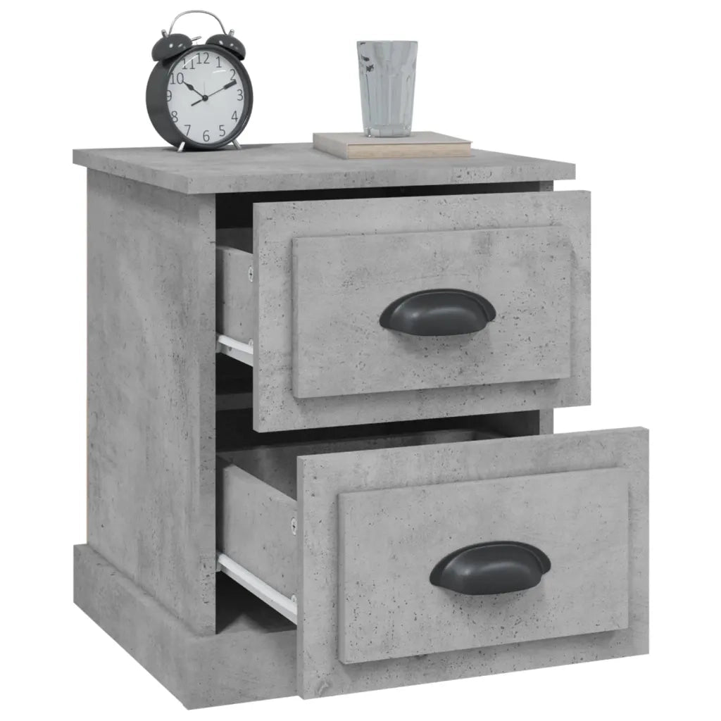 Comodini 2 pz-Set di 2 Tavolino da notte Grigio Cemento 39x39x47,5 cm in Legno Multistrato 621571