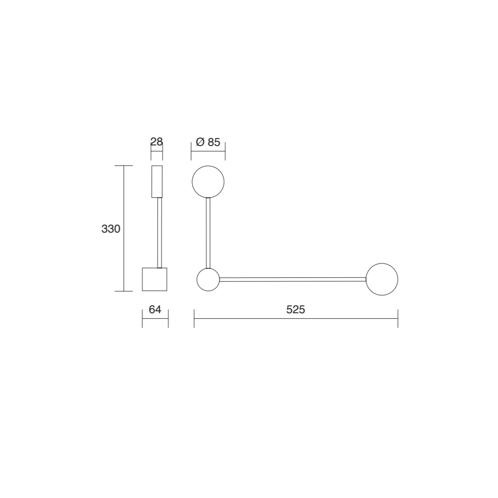 Lampada da parete Eclipsia Nera - 325x520x64mm 2xGX53 - Applique in metallo due bracci - Braccio lungo a sinistra