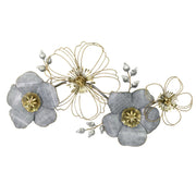 Quadro metallo fiori blu cm 92,7x8,9x50,2