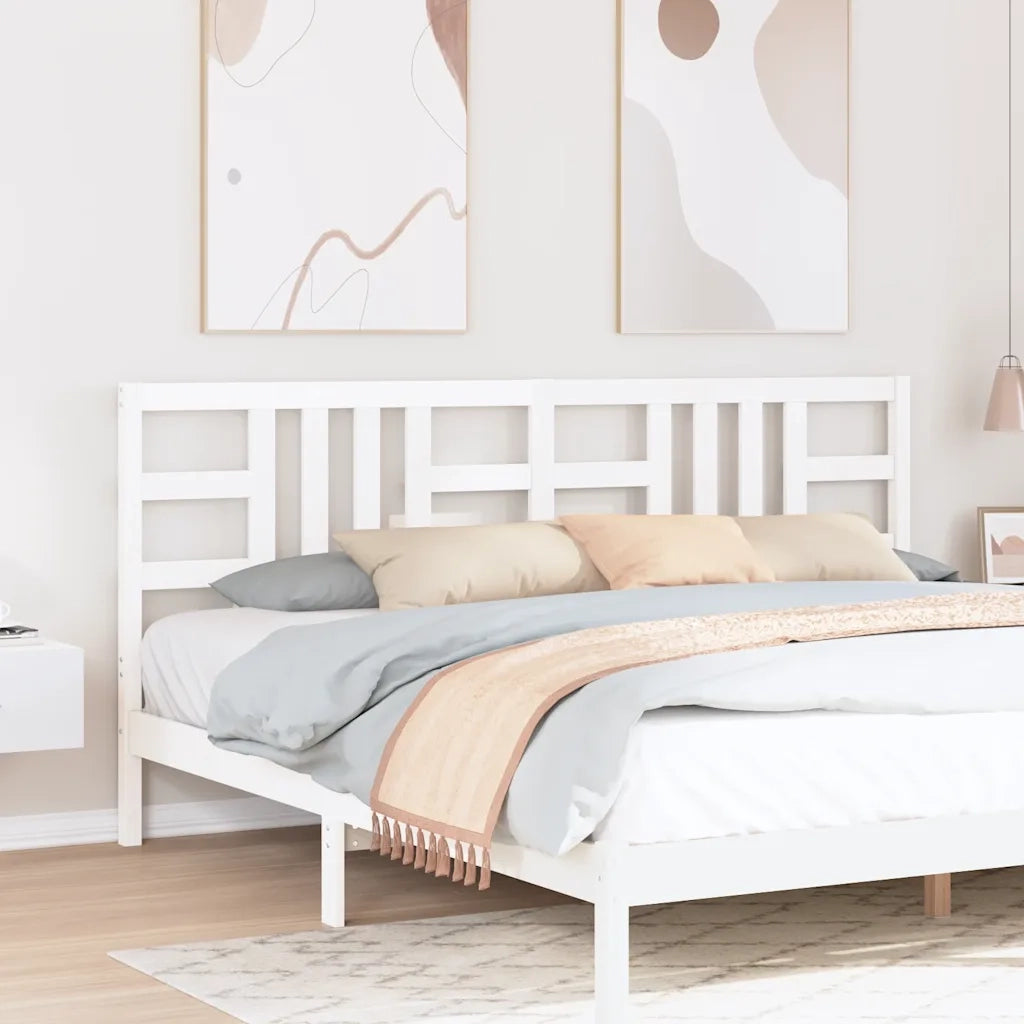 Testiera per Letto-Testata-Testiera Decorativa Bianca 206x4x100cm in Legno Massello di Pino 440014