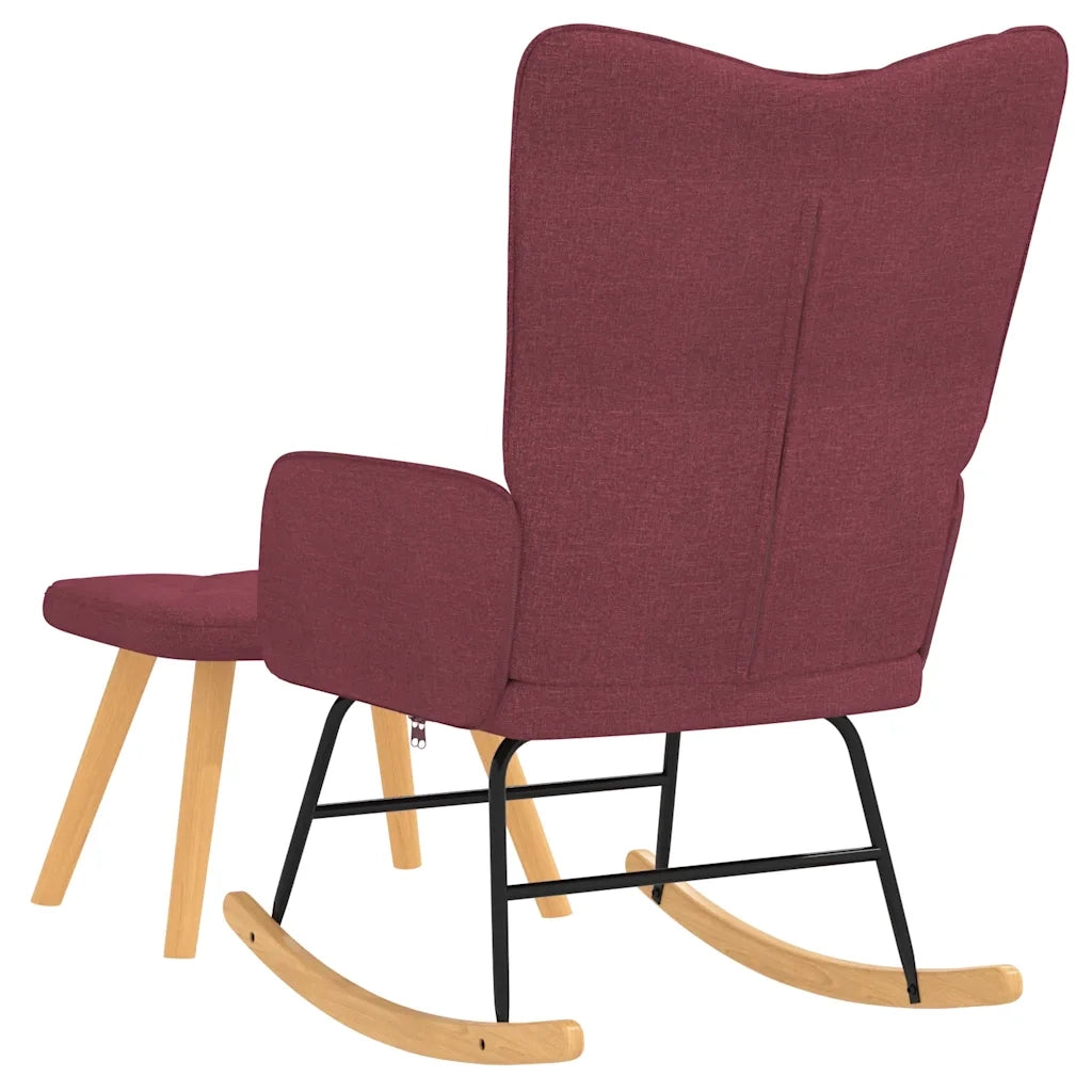 Poltrona a Dondolo con Poggiapiedi Rosso Vino in Tessuto cod mxl 77031