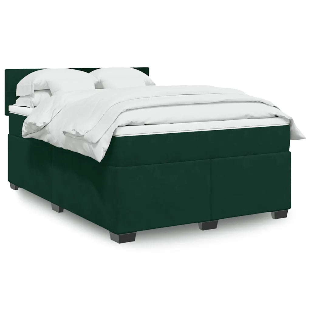 Giroletto a Molle con Materasso Verde Scuro 140x190 cm Velluto 3286309