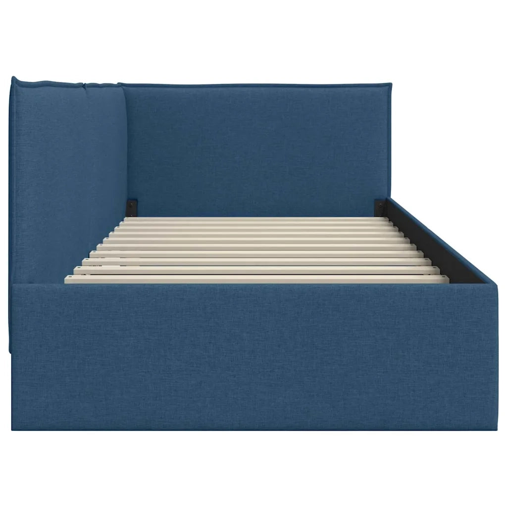 Cornice del letto ad angolo Blu 100 x 200 cm Tessuto
