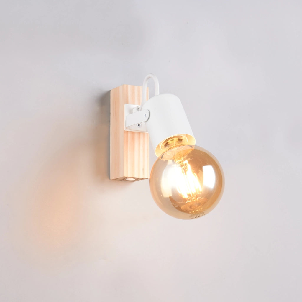 SPOT E27 LYNAR 17CM BIANCO/LEGNO