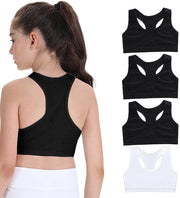 Set di 4 Crop Tops per Ragazze - Tono Katoeno - Non Pieghevole - Adatto per Ragazze di 8-14 anni - Respirante e Estensibile