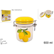 Barattolo Contenitore da Cucina in Ceramica Decoro Limoni 600 ml
