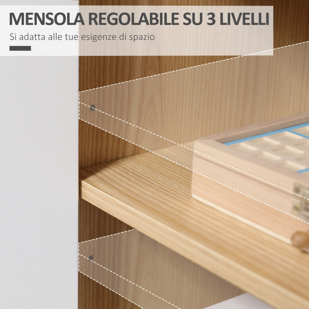 EasyComfort Mobile Multiuso Moderno in Truciolato e Legno di Pino con Ripiano Interno Regolabile su 3 Livelli, 77x35x77.5 cm
