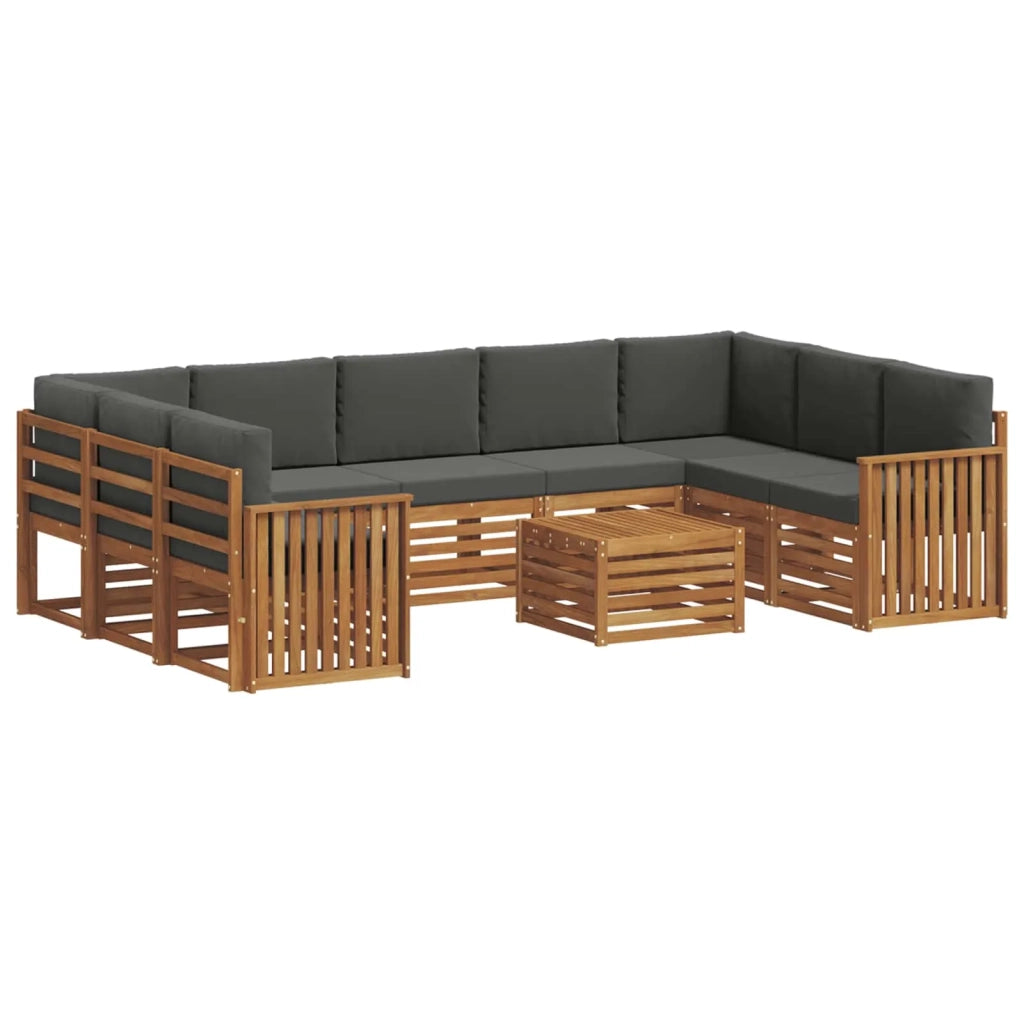 Set divani 10 pcs Naturale e Antracite Legno di Acacia Massello