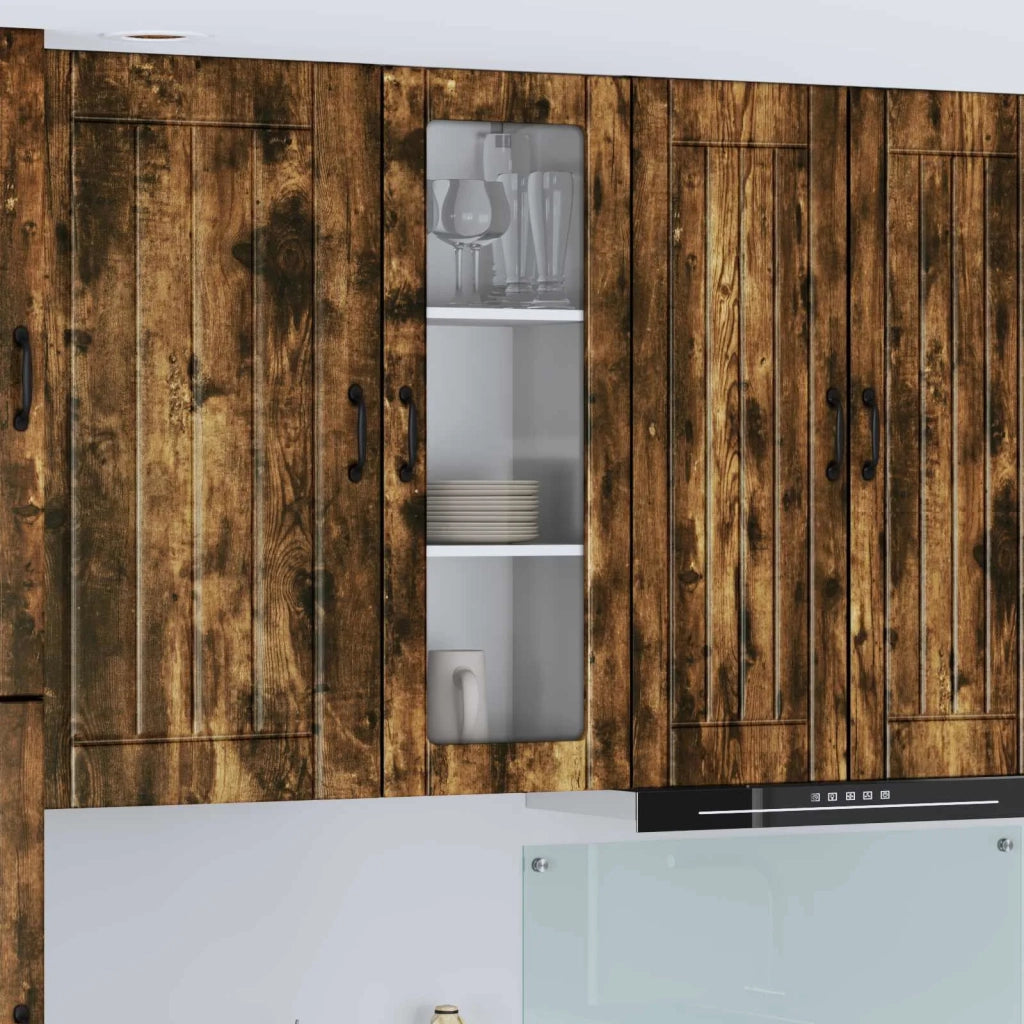 Pensile da cucina | Mobile in vetro da parete LUCCA Rovere Fumo 40 x 31 x 100 cm